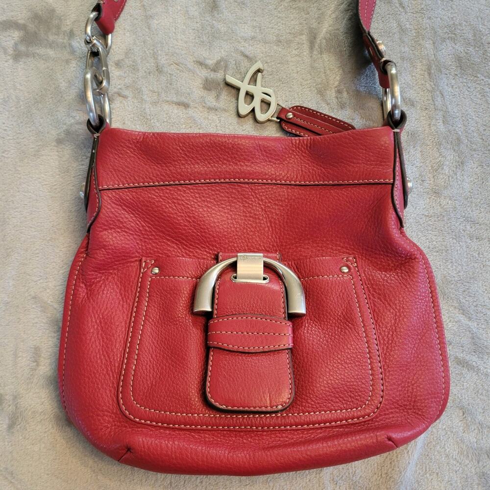 B.Makowsky Women's Crossbody Bag Genuine Leather, Raspberry Red Chic Minimalist